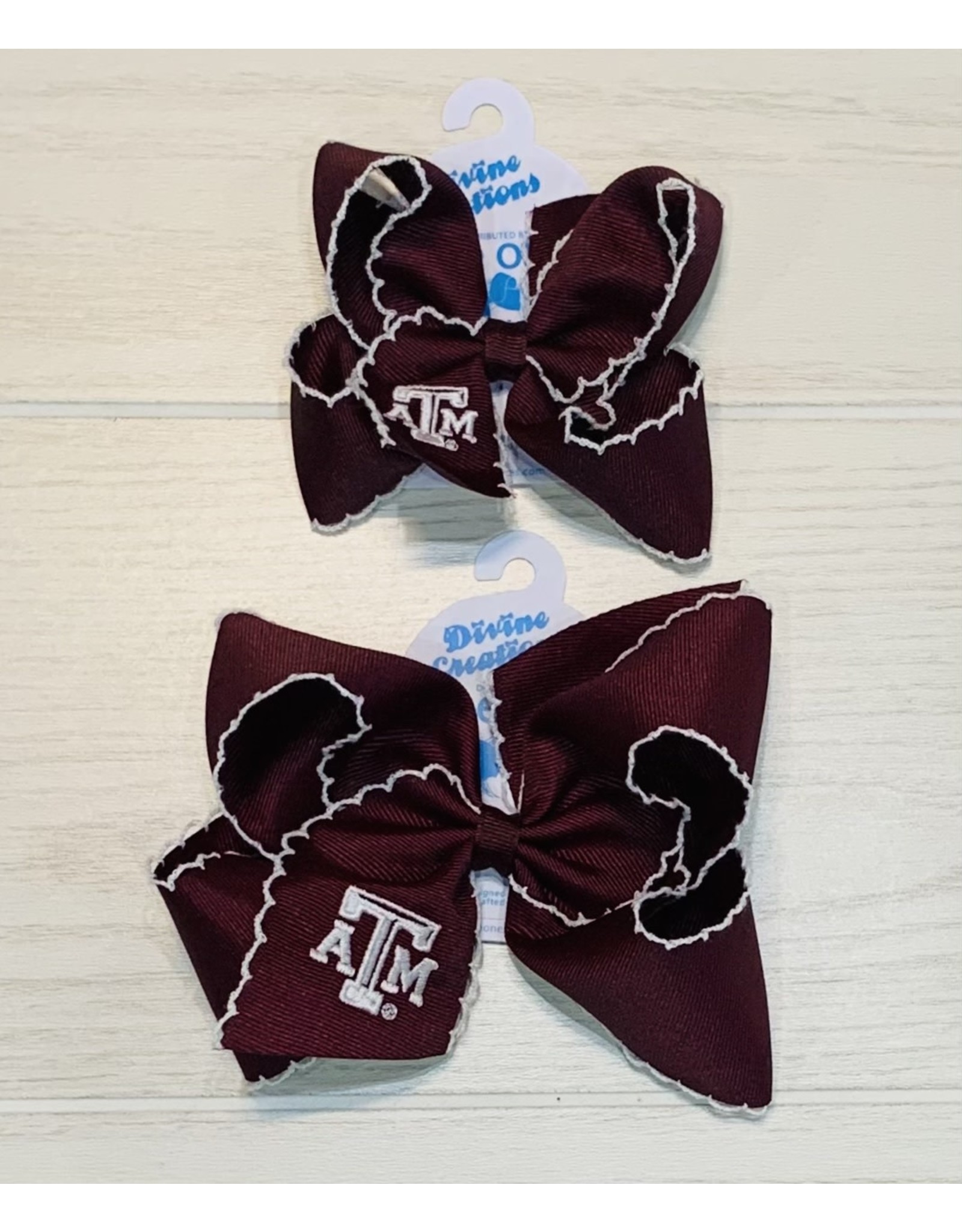 Wee Ones- Texas A&M Embroidered Moonstitch Bow