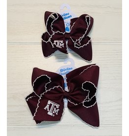 Wee Ones- Texas A&M Embroidered Moonstitch Bow