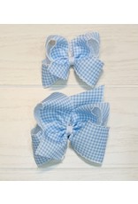 Wee Ones- Mill Blue Gingham Moonstitch Bow