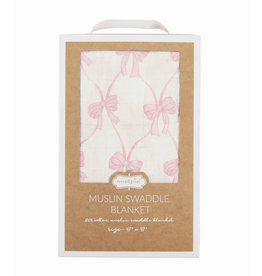 Mudpie Mud Pie- Pink Bow Swaddle Blanket