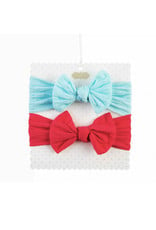 Mudpie Mud Pie - Blue & Coral Nylon HB Bow Set