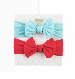 Mudpie Mud Pie - Blue & Coral Nylon HB Bow Set