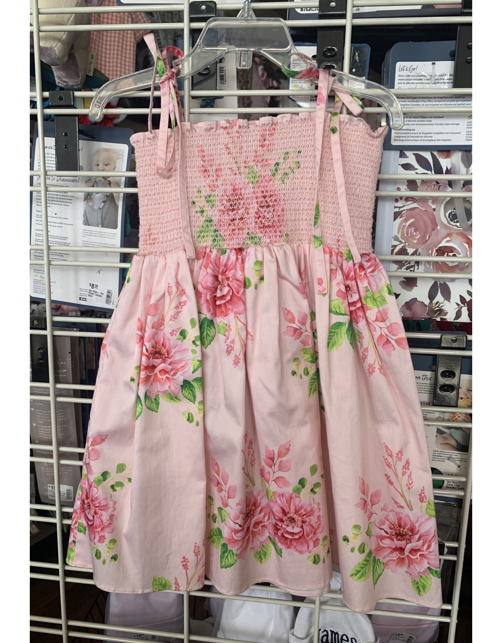 Bella & Emma- Pink Floral Smocked Dress
