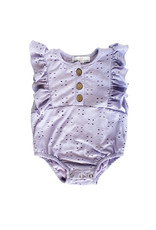 Baileys Blossoms Bailey's Blossoms- Denise Button Front Eyelet Romper: Lavender