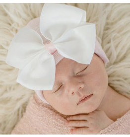 ILYBEAN Ilybean- Ava White Bow Pink Hat Nursery Beanie