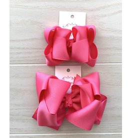 OS- Hot Pink Stacked Grosgrain Bow