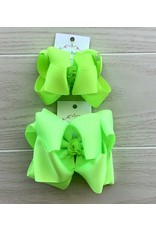OS- Neon Lime Stacked Grosgrain Bow