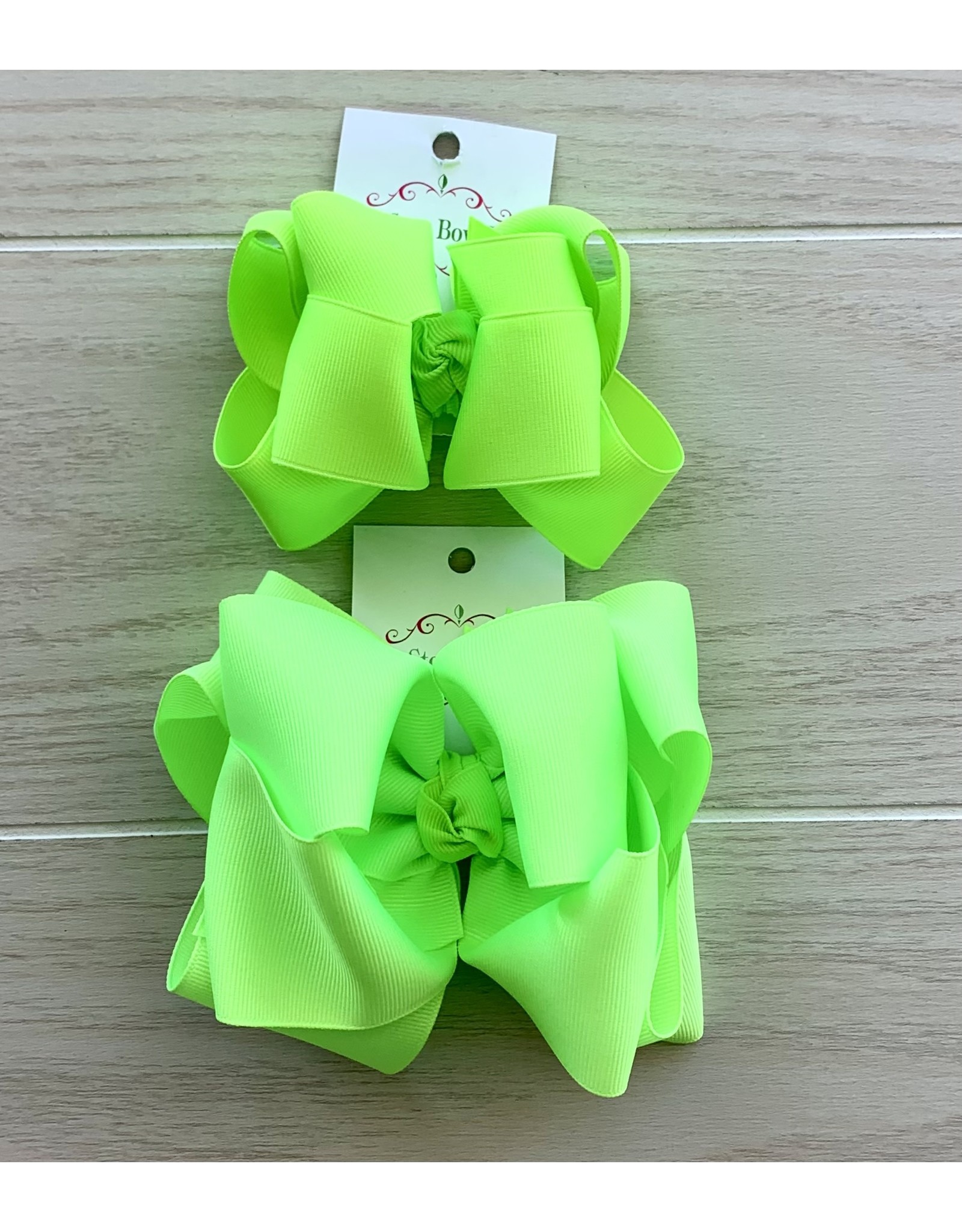 OS- Neon Lime Stacked Grosgrain Bow