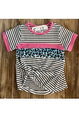 Black & Pink Stripe Leopard Top