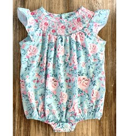 Mint Floral Smocked Romper