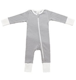 City Mouse City Mouse- Slate Stripe Zip Ribbed Romper