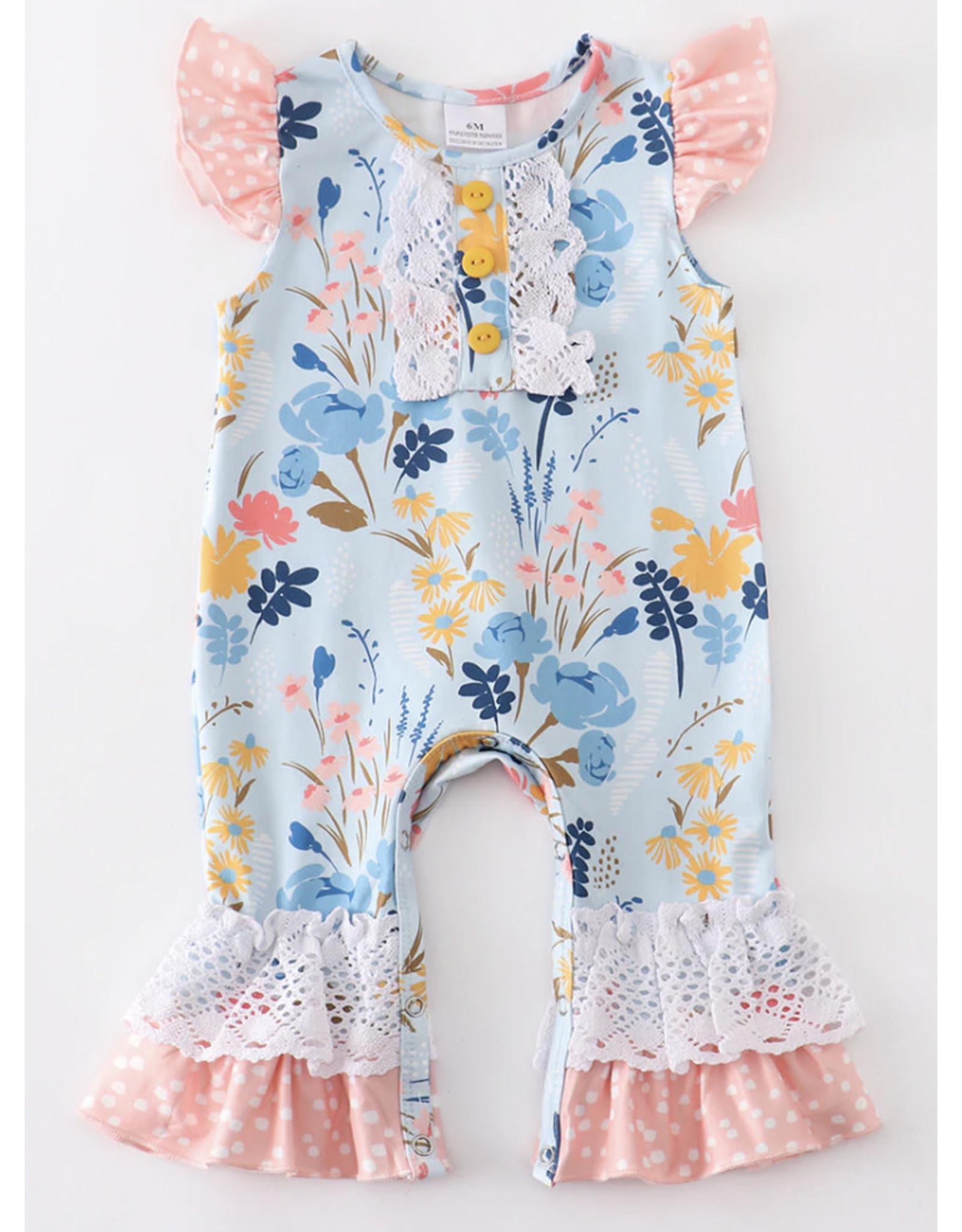 Baby Blue Floral Ruffle Romper