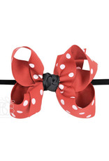 Beyond Creations Beyond Creations- 4.5" Lg Red/Wht Dot Bow on 1/4 Blk HB