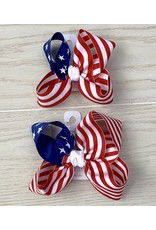 Beyond Creations Beyond Creations- Star Blue/Red/White Stripe Knot Bow