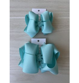 One Stop Bow Shop OS- Aqua Stacked Grosgrain Bow