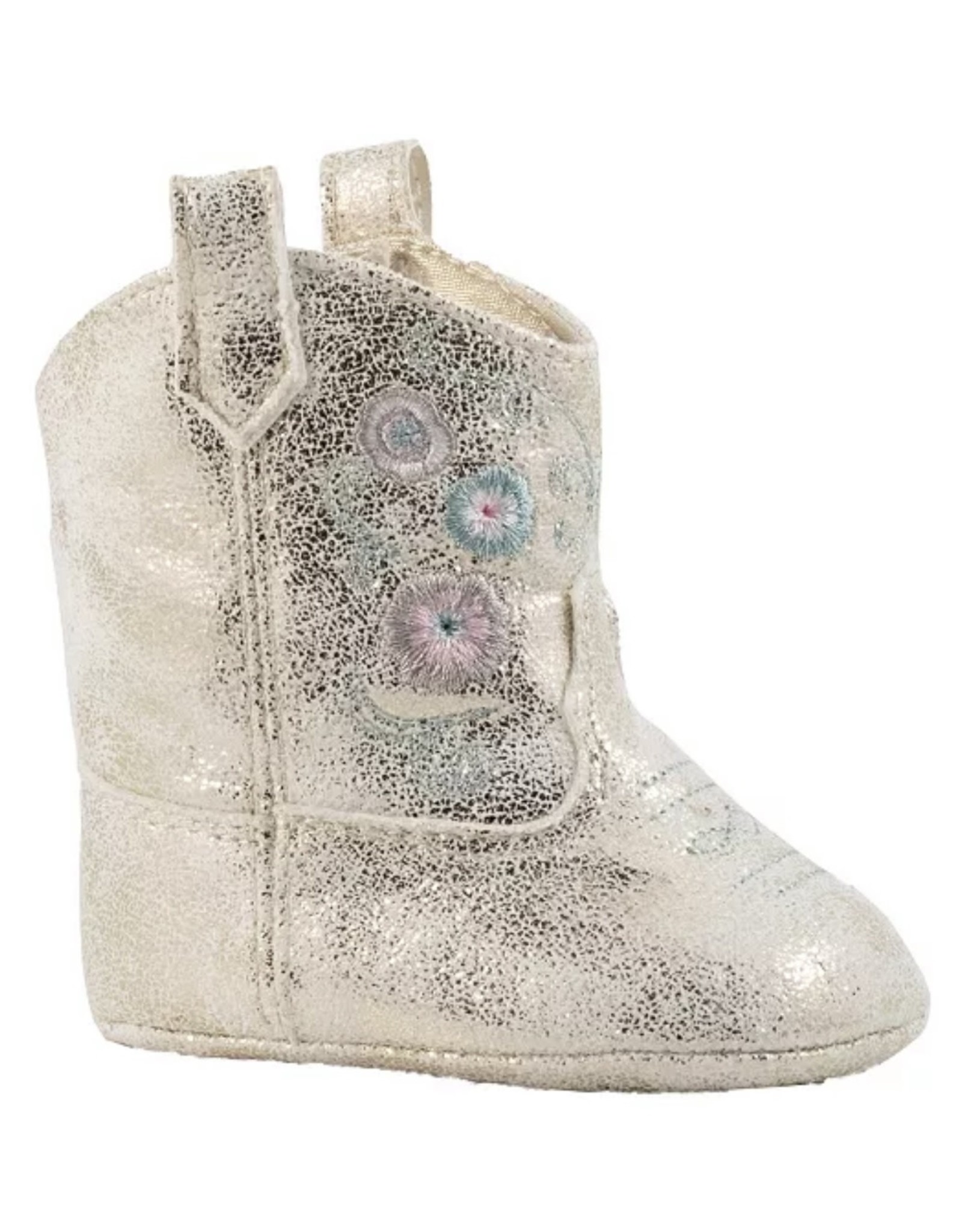 Baby Deer- Shimmer Soft Sold Western Boot w/Flower Embroidery