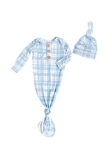 Rockin' Royalty Baby Rockin' Royalty Baby- Baby Blue Plaid Knot Newborn Gown & Hat