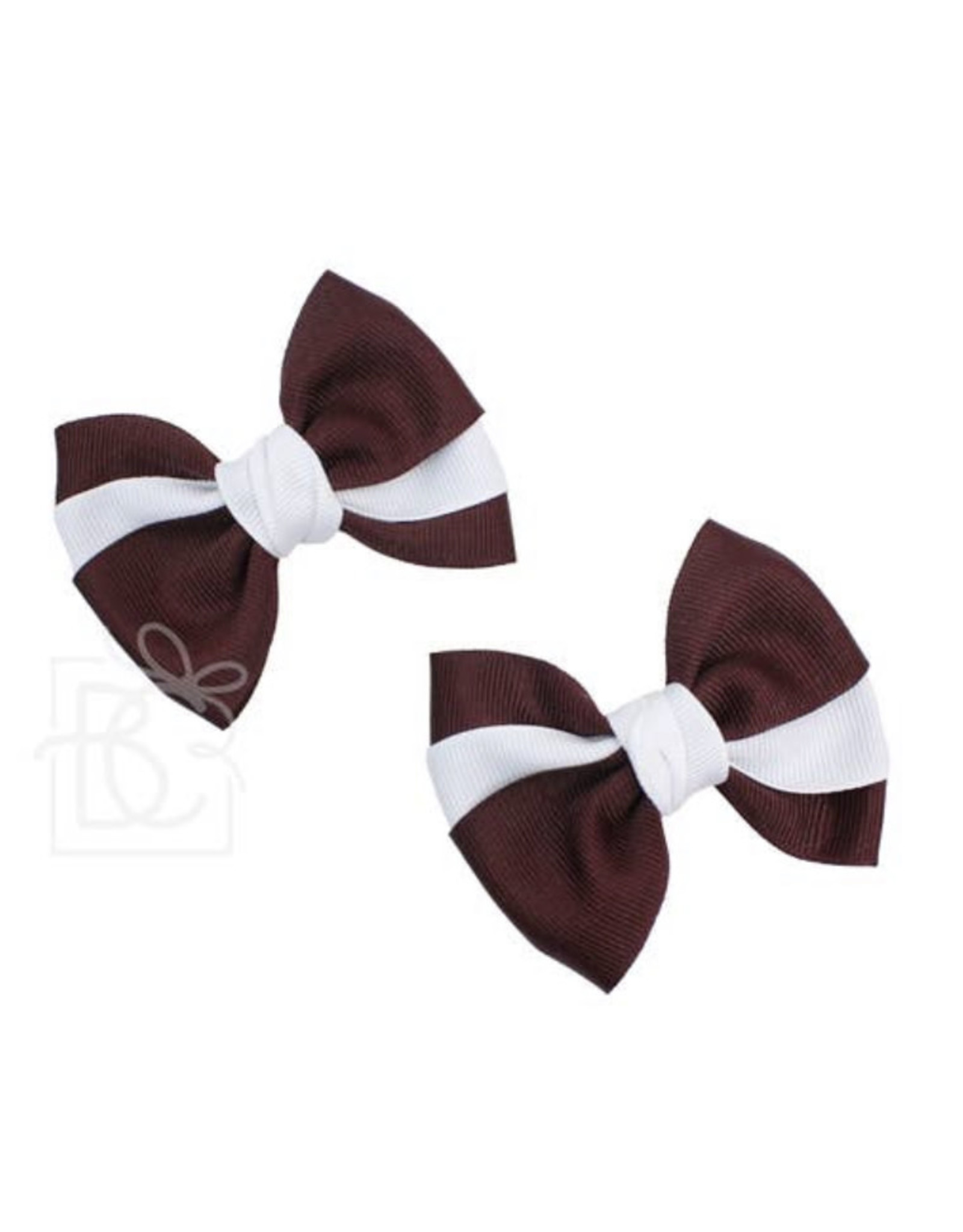 Beyond Creations Beyond Creations- 2PK- 3.5" Mini Anne Grosgrain Bow Burgundy/Wht/Burgundy Clip