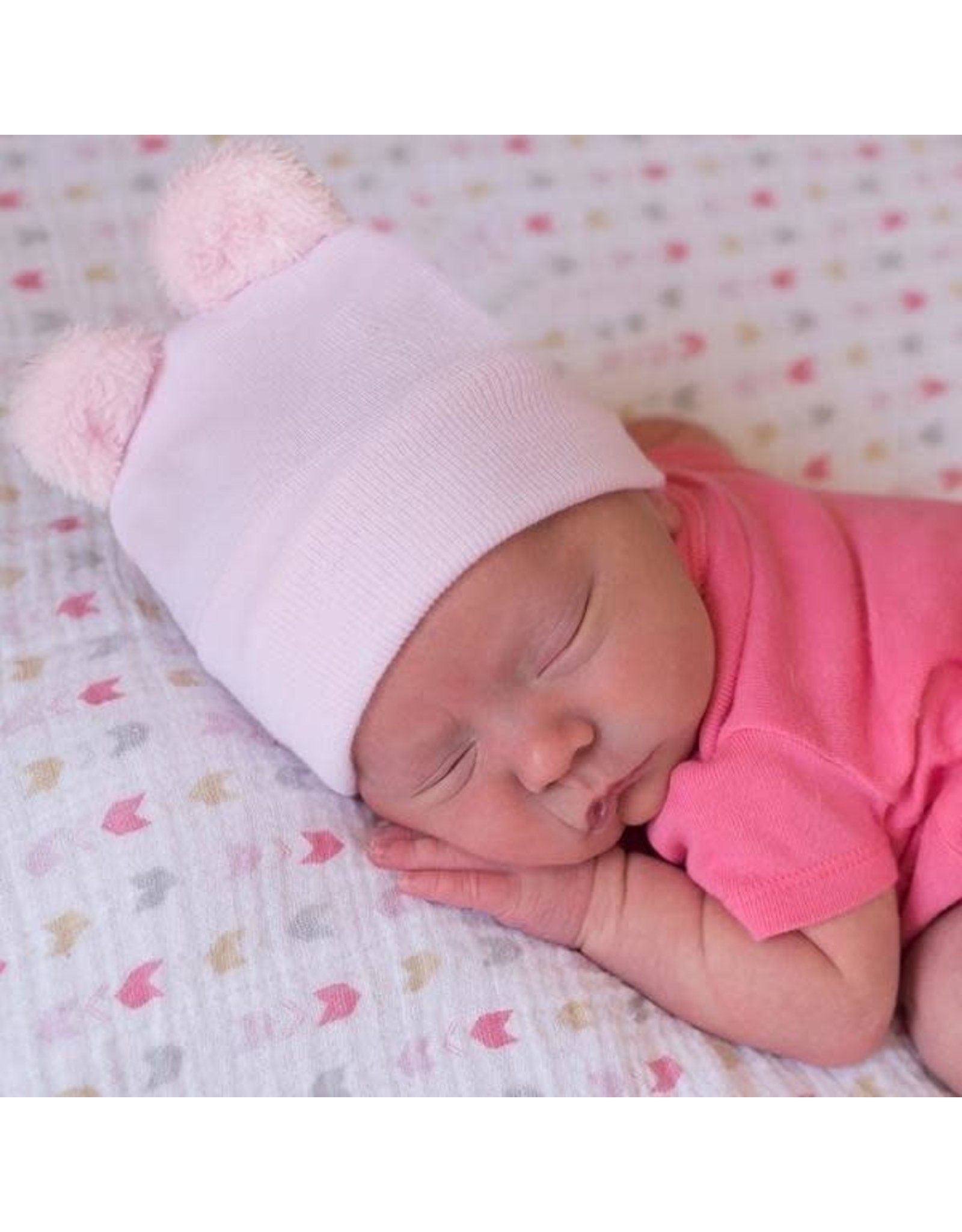 ILYBEAN Ilybean- Pink Bear Fuzzy Ears Nursery Beanie