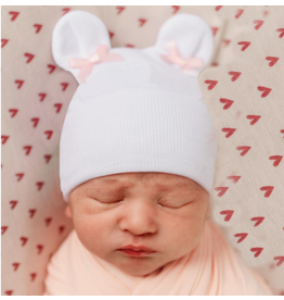 ILYBEAN Ilybean- Pink Bow Bear Ears Nursery Beanie