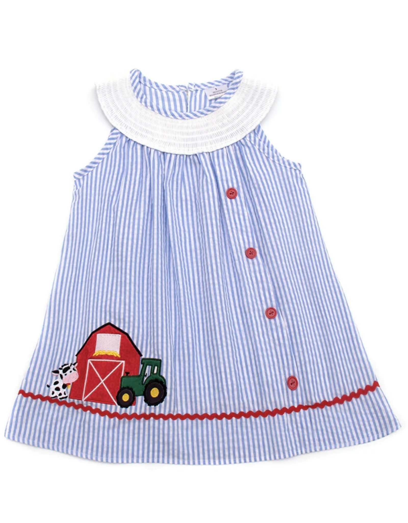 Blue Stripe Applique Farm Dress