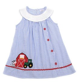 Blue Stripe Applique Farm Dress