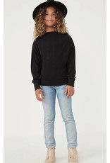 Hayden- Black Zipper L/S Knit Top