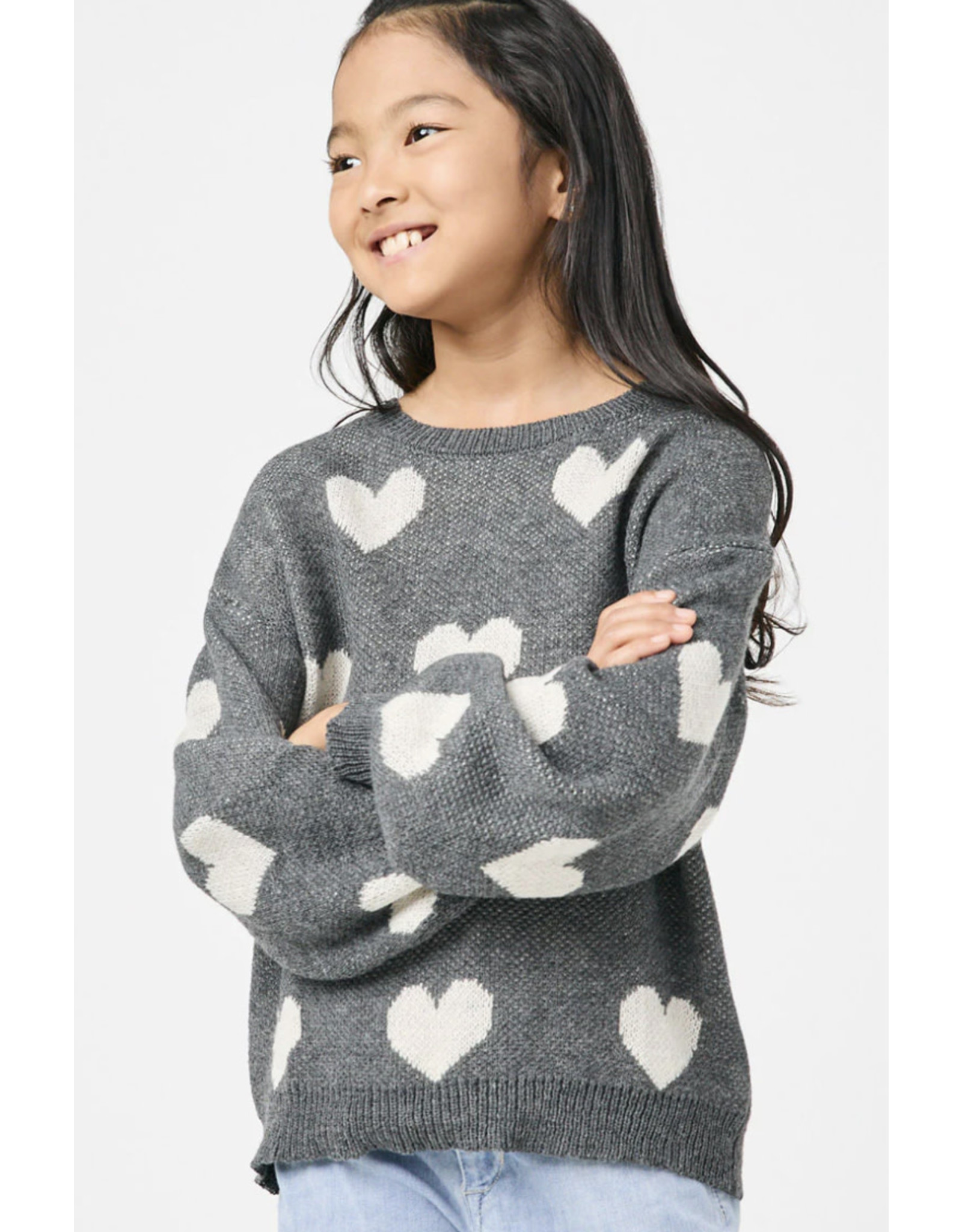 Hayden- Charcoal Knitted Heart Sweater