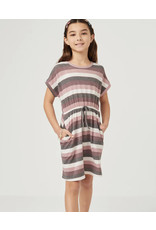 Hayden- Pink Stripe Terry Tie Waist Dress