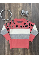Hot Pink Animal Print & Stripes Sweater