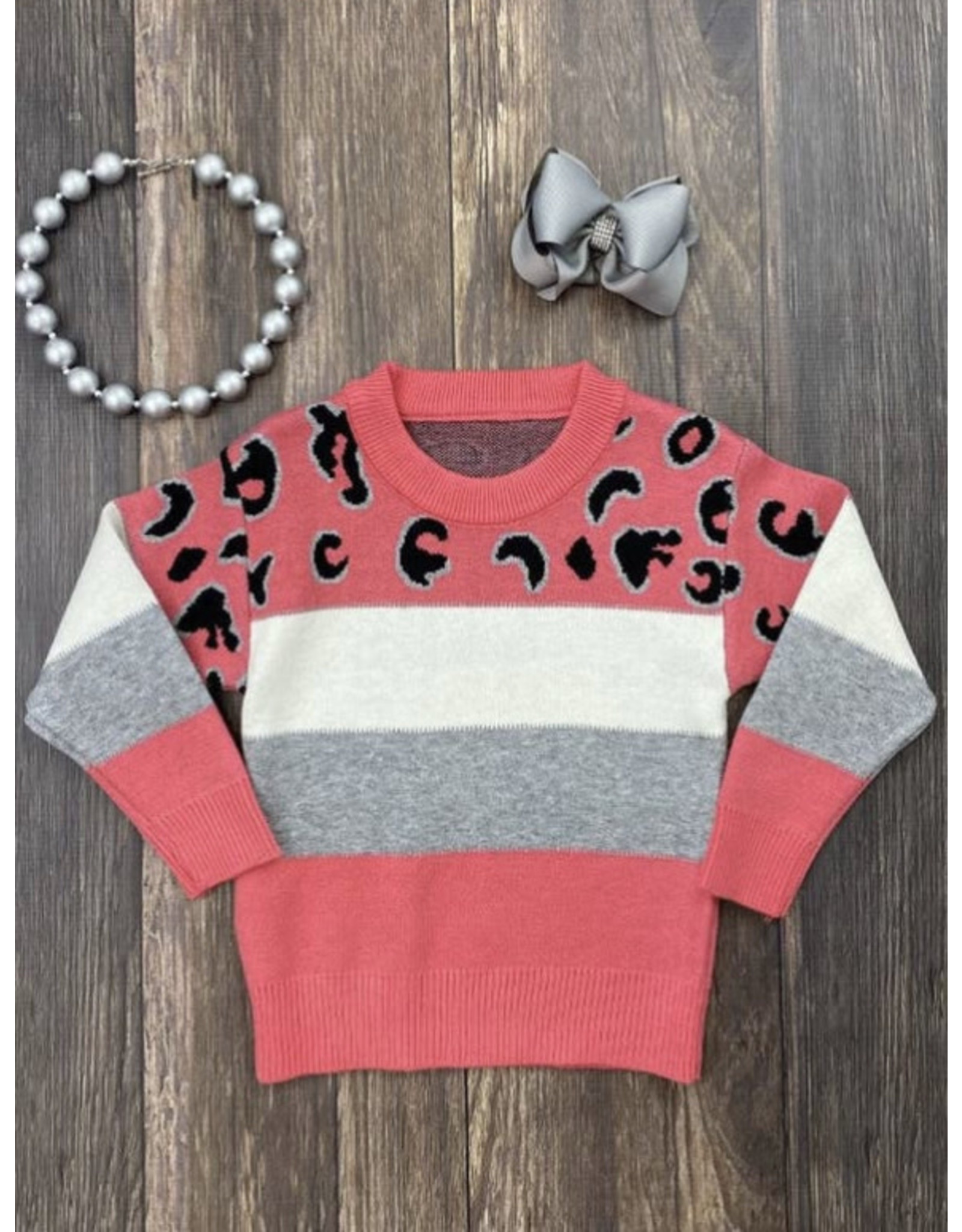 Hot Pink Animal Print & Stripes Sweater
