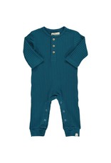 Me & Henry Me & Henry- Mason Ribbed Romper: Blue