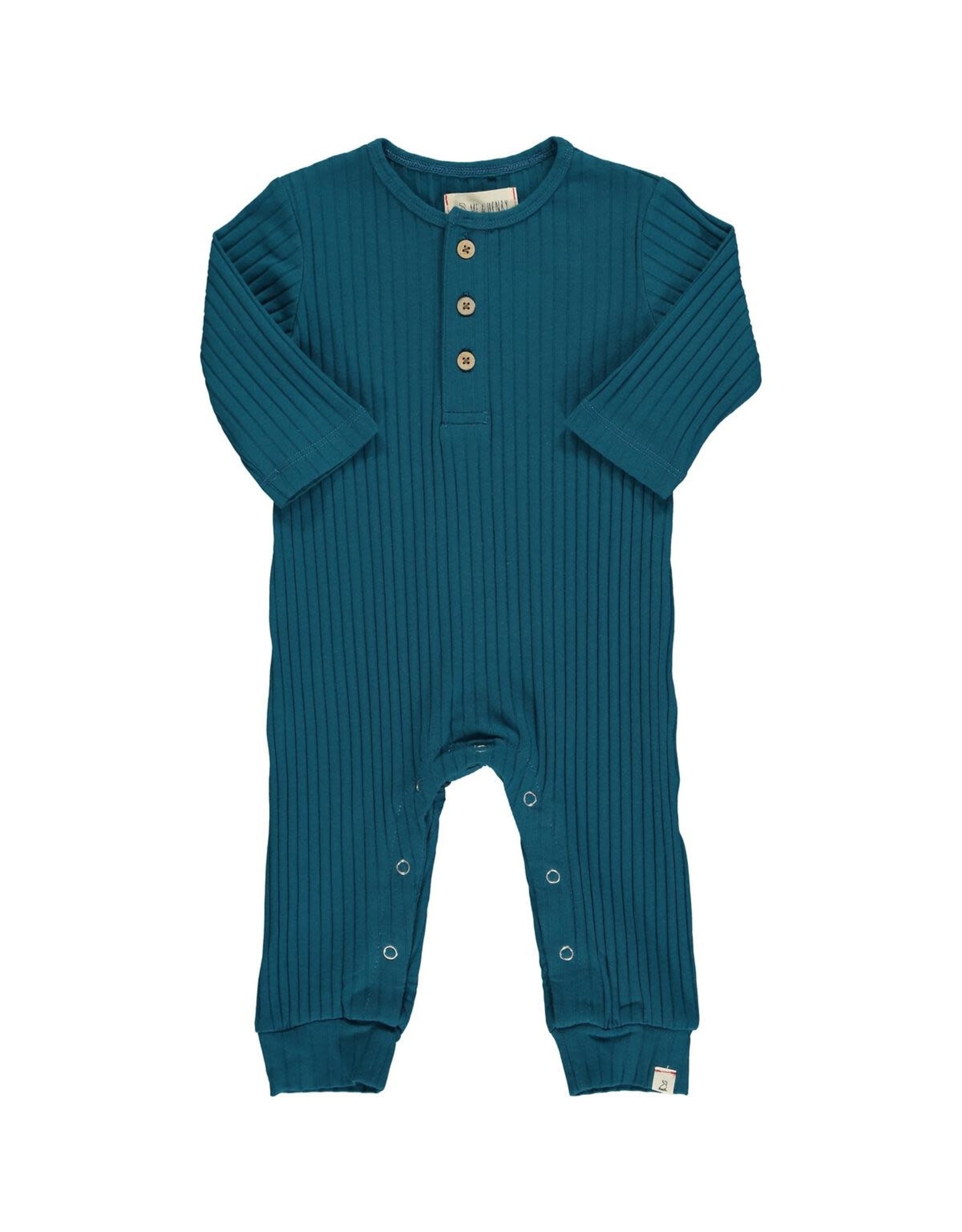 Me & Henry Me & Henry- Mason Ribbed Romper: Blue