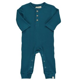 Me & Henry Me & Henry- Mason Ribbed Romper: Blue