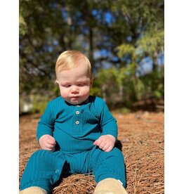 Me & Henry Me & Henry- Mason Ribbed Romper: Blue