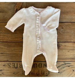 Paty Inc. Paty Inc.- Eyelet & Puff Sleeve Newborn Footie with Lavender Trim