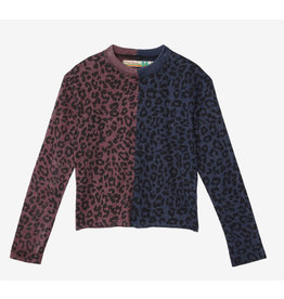 VH- Burg/Blue Colorblock Leopard Shirt