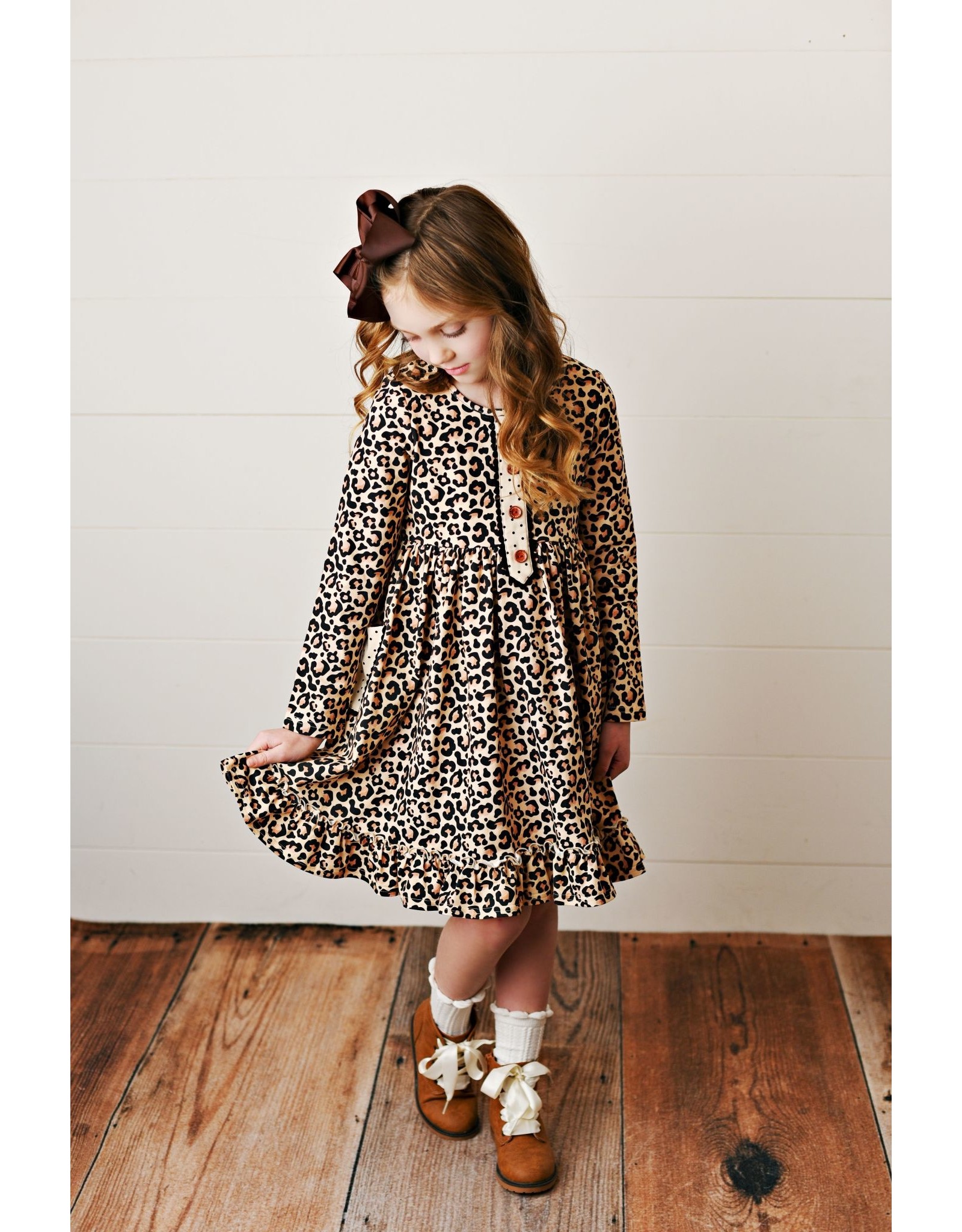 Swoon Baby Swoon Baby- Midnight Leopard Petal Pocket Dress