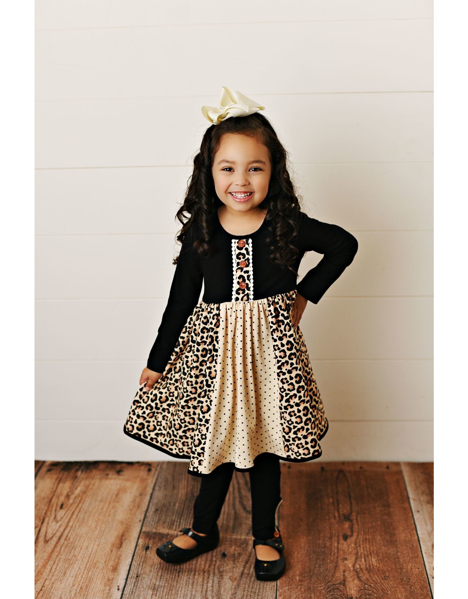 Swoon Baby Swoon Baby- Midnight Leopard Bliss Tier Dress
