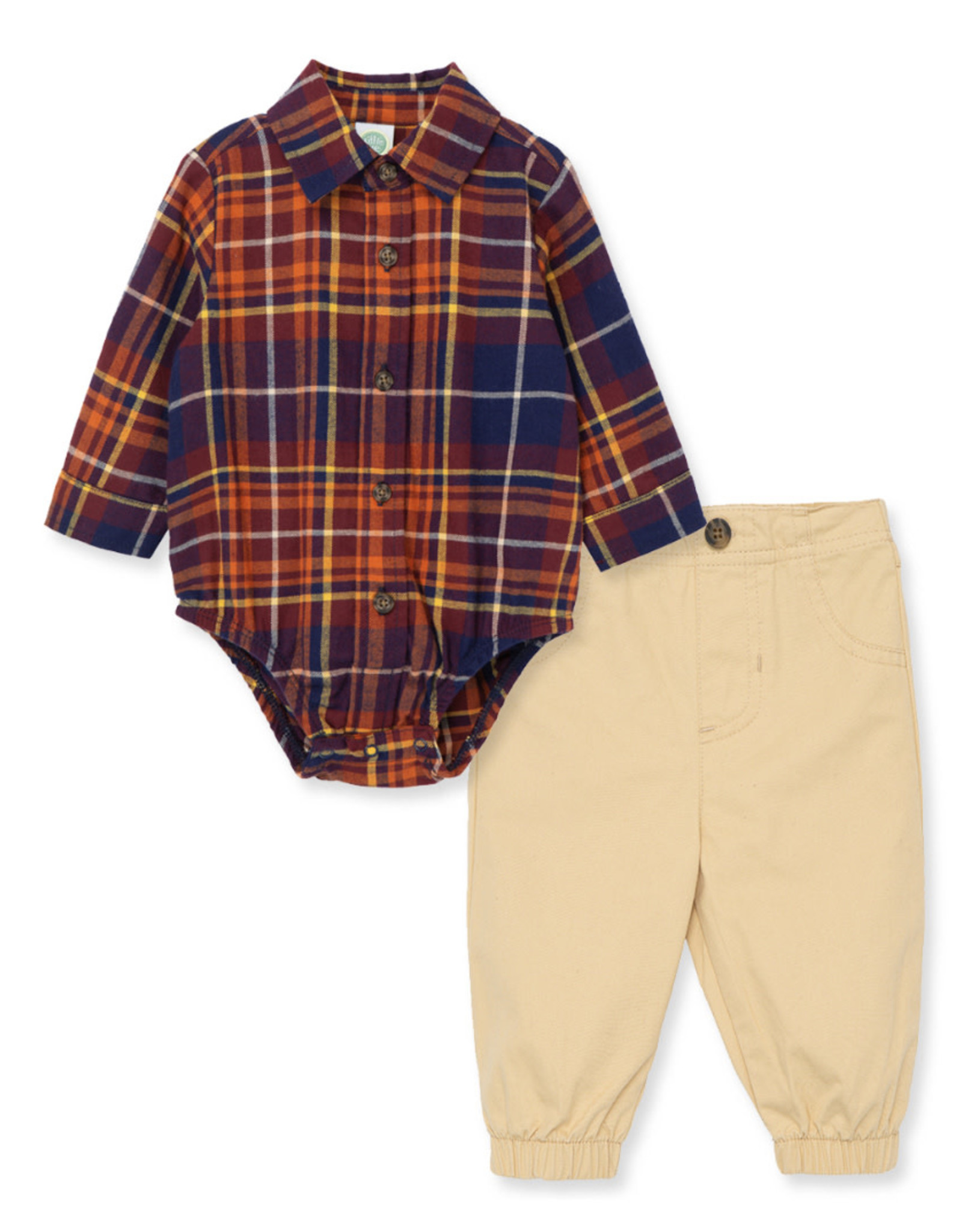 Little Me Little Me- Fall Plaid Pant Set