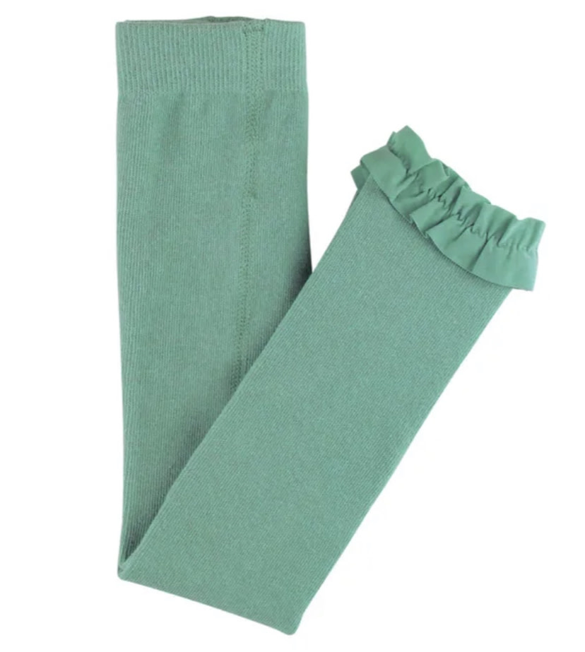 Girls Lettuce Trim Stretch Soft Leggings Bow Thin Elastic