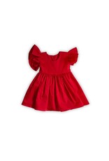 Bella & Emma- Red Sateen Dress w/ Ruffle Sleeves