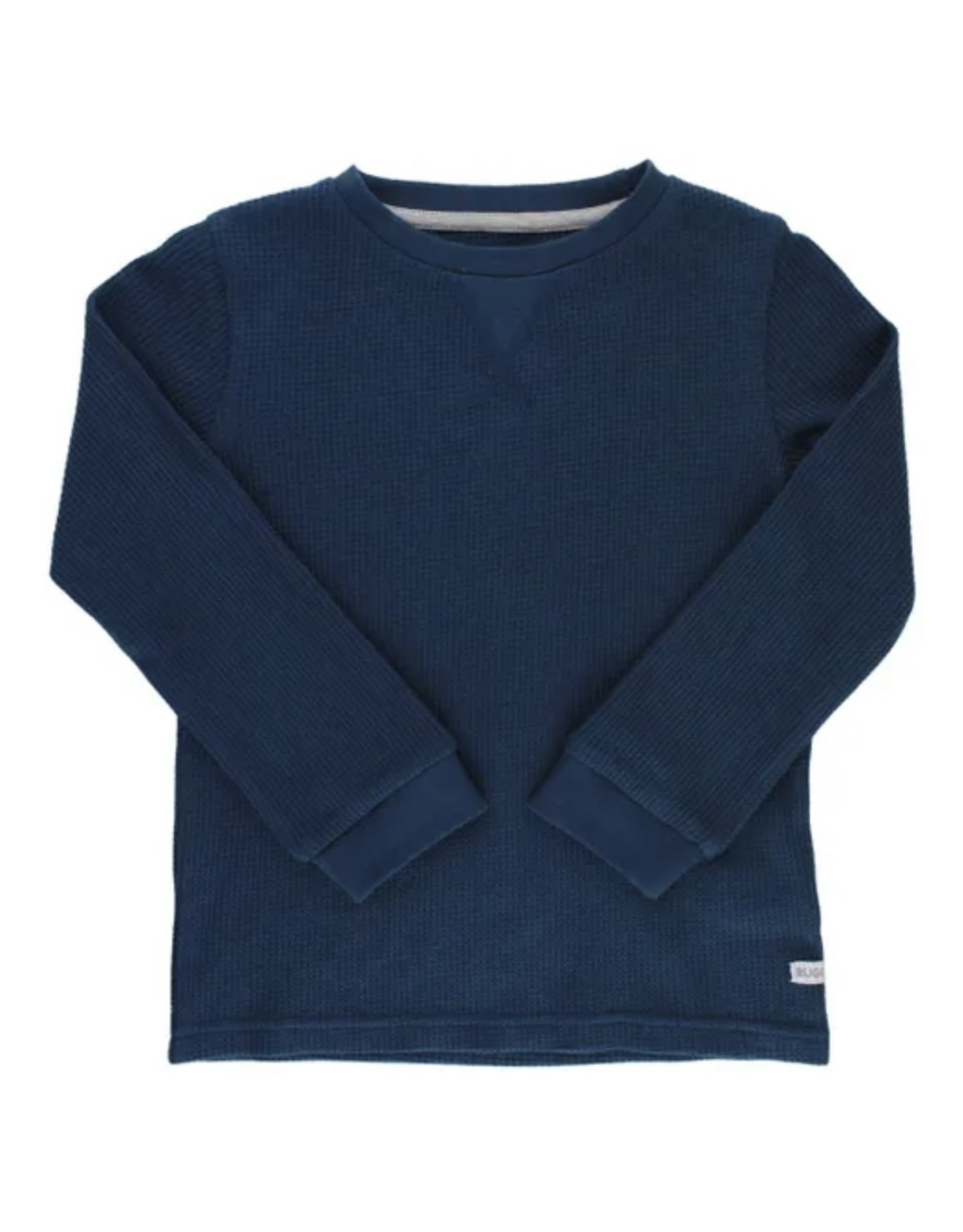 Ruffle Butts Ruffle Butts- Dark Navy Waffle Knit Crew Neck Shirt