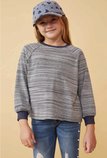 Hayden- Navy Striped Banded knit Top