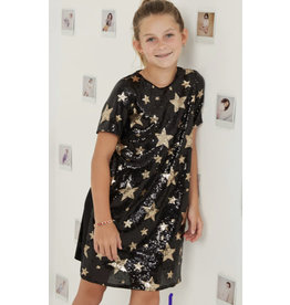 Hayden- Black Sequined Star Pattern Dress