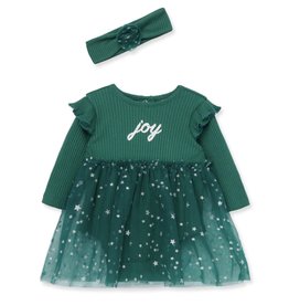 Little Me Little Me- Holiday Joy Green Tutu Bodysuit