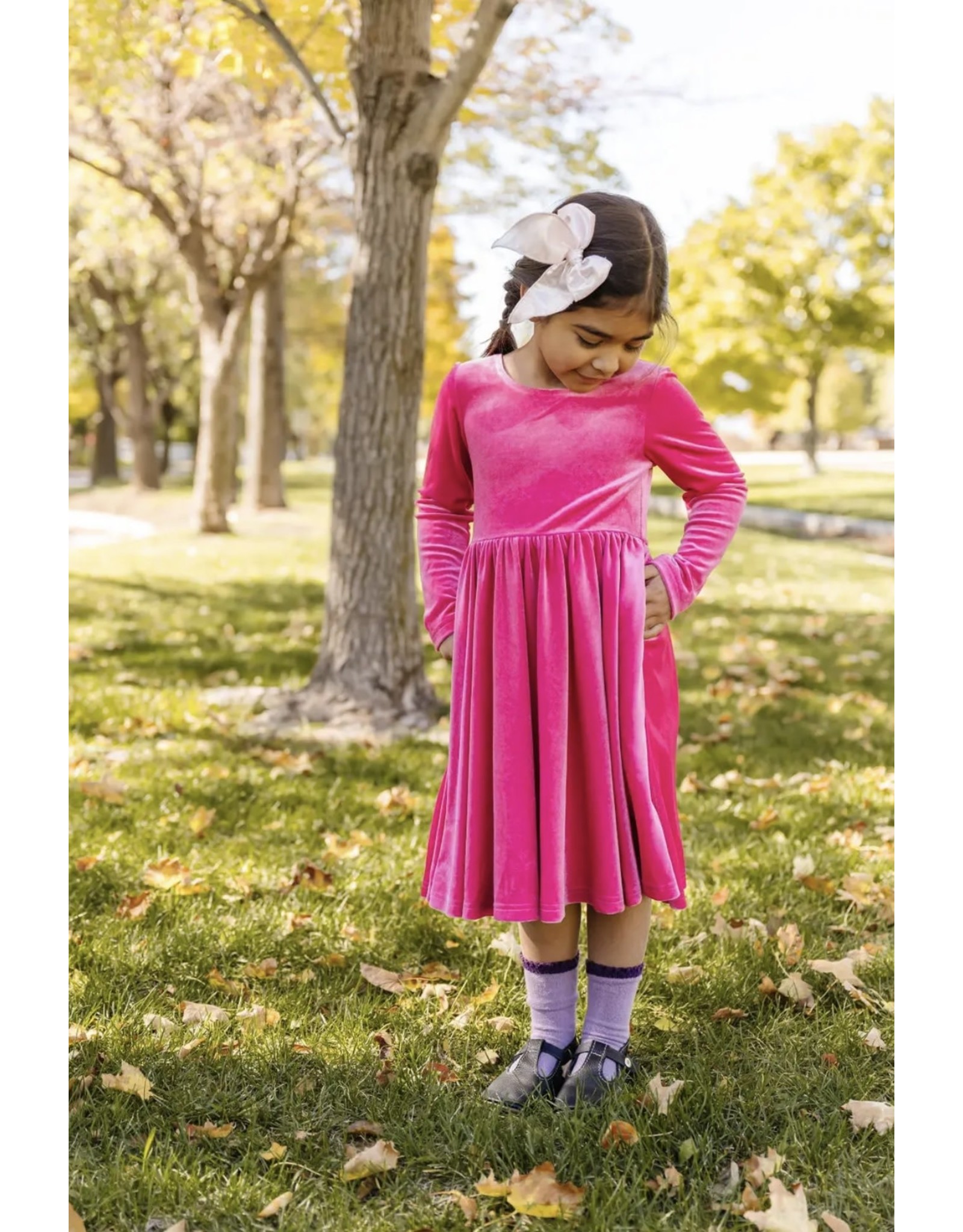 Ollie Jay Ollie Jay- Gwendolyn Dress: Hot Pink Velvet