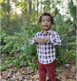 Me & Henry Me & Henry- Atwood Woven Shirt: Navy/Red/Cream/Plaid