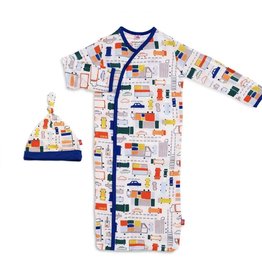 Magnetic Me Magnetic Me- Traffic Jammies Modal Magnetic Gown & Hat NB-3M