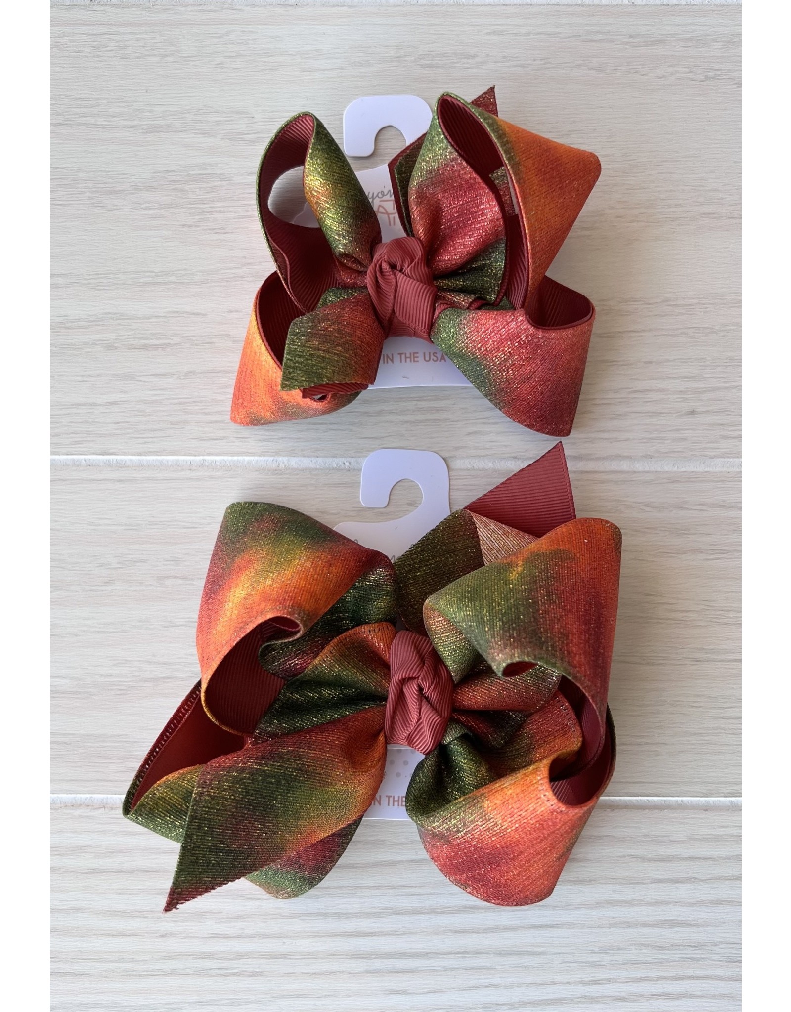 Beyond Creations Beyond Creations- Fall Tie Dye Layered Bow: New Rust
